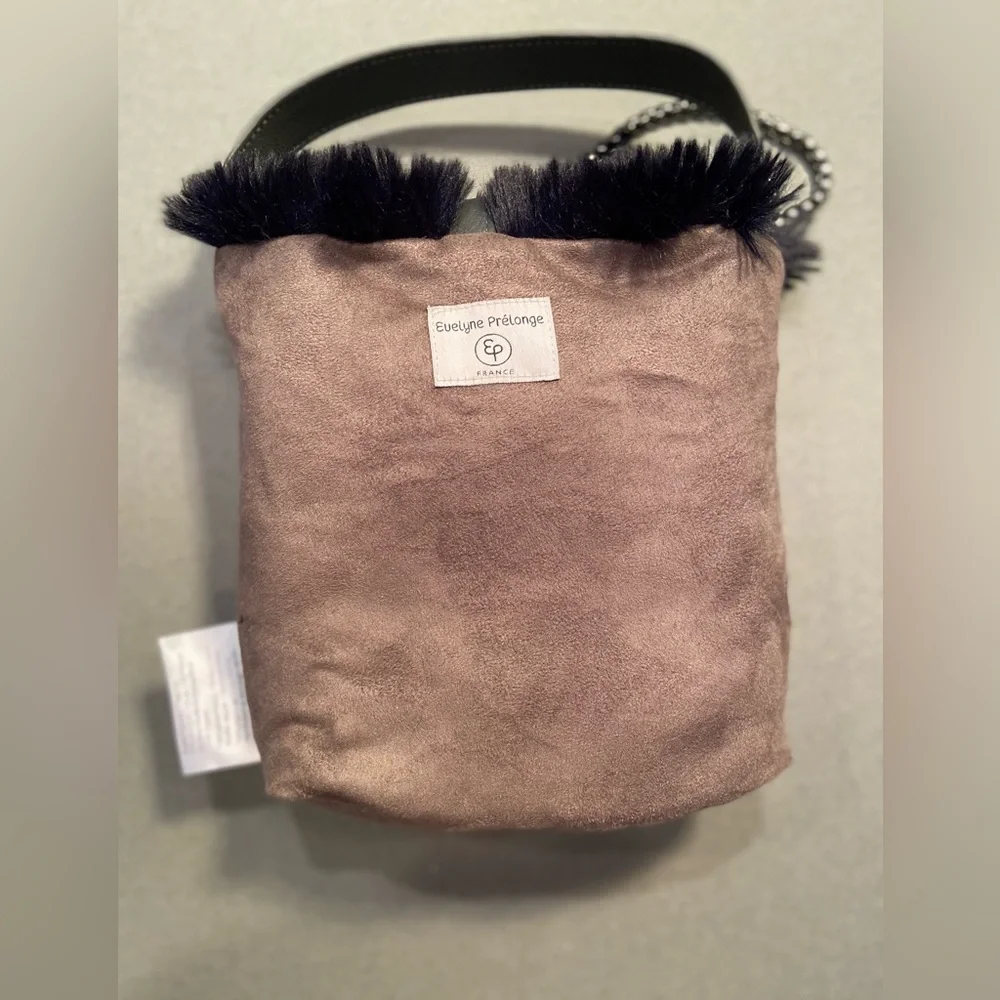 Evelyn’s Prelonge small Faux Fur‎ Cross body w/Handle navy blue Handbag Purse
